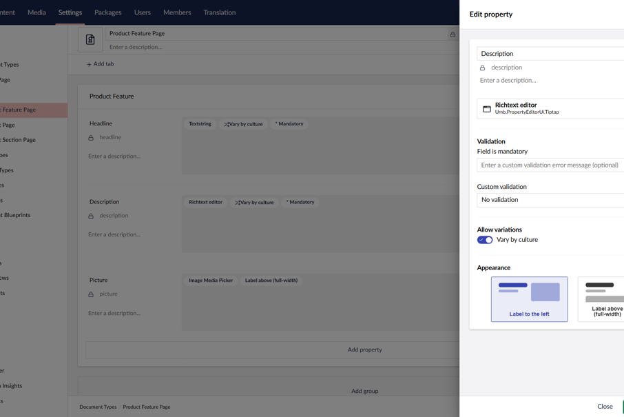 Umbraco CMS Property Editor Configuration 1866 × 1097Px